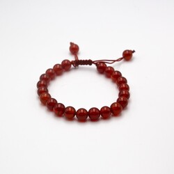 10mm Natural Red Carnelian Crystal Bracelet with Threads for Women, Red