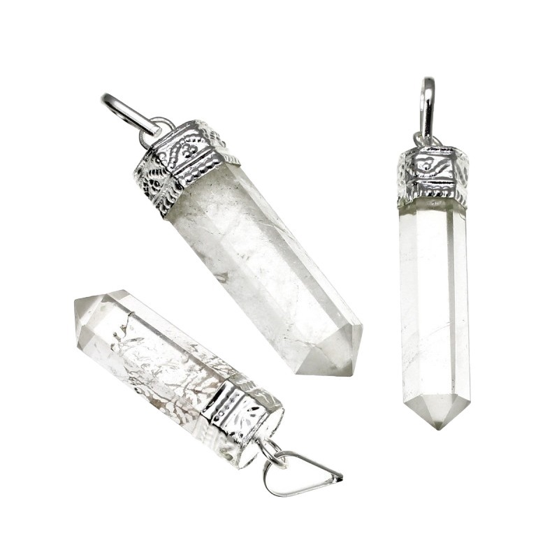 Natural Raw Crystal Clear Quartz Point Gemstone Pendant