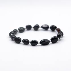 The Timeless Beauty of Pearl Shapes Black Obsidian Crystal Bracelets for Women, Black