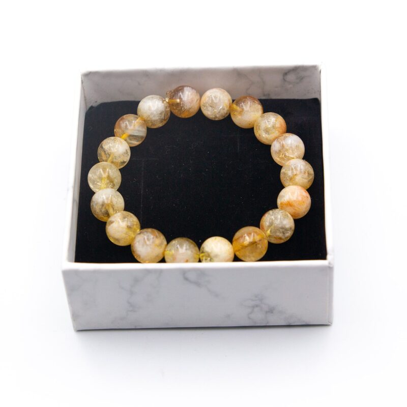 10mm Authentic Himalayan Natural Citrine Bracelet Beads for Women, Beige