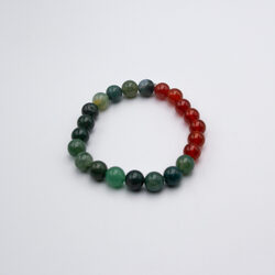 8mm Natural Green Aventurine and Red Carnelian Crystal Bracelet for Women, Multicolour