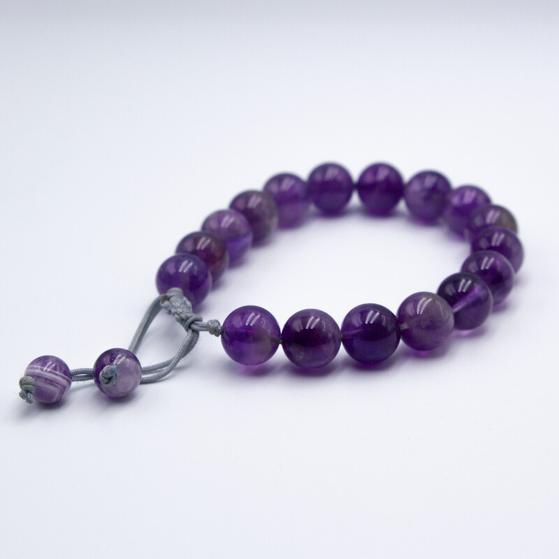 10mm Natural Amethyst Crystal Bracelet with Threads for Women, Purple
