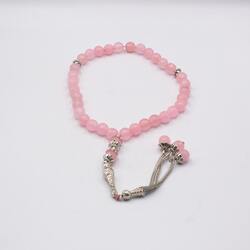 Natural Rose Quartz Crystals Diamond cut Tasbih Prayer Beads (10mm-33 Beads), Pink