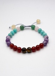 8mm Natural Seven Chakra Crystal Bracelet for Women, Multicolour