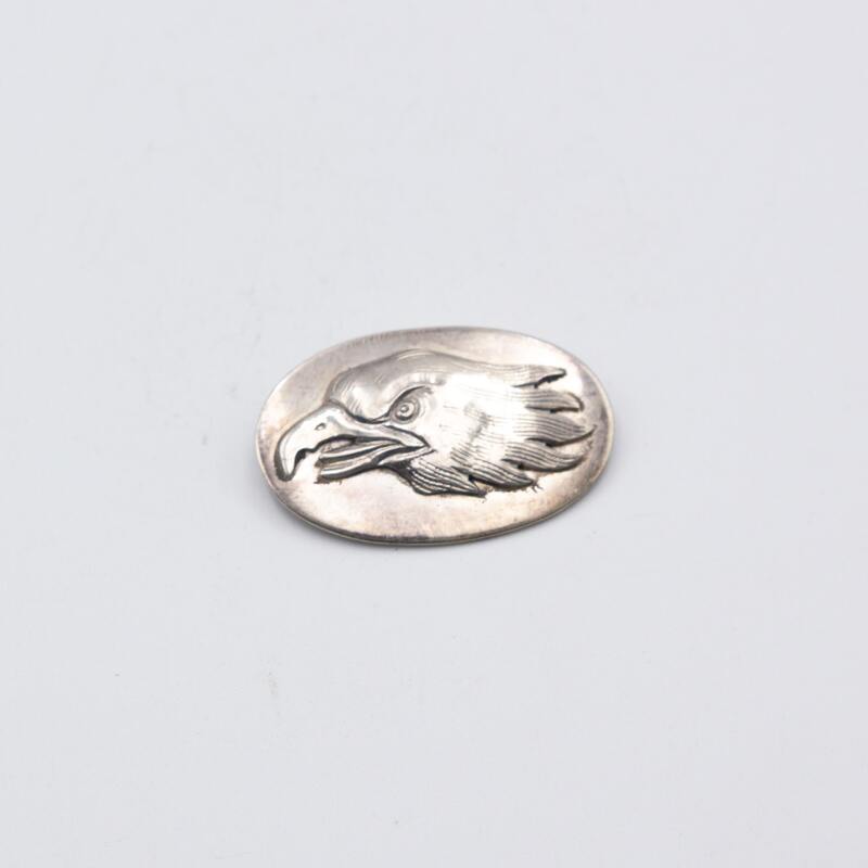 Exquisite 925 Silver Eagle Head Design Brooch, Silver