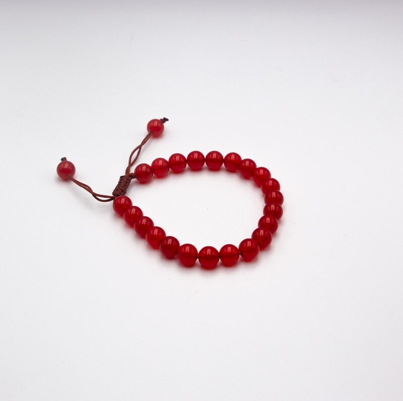 8mm Natural Red Carnelian Crystal Bracelet with Threads for Women, Red