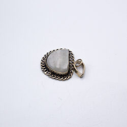 Style 2 Natural Moonstone Crystal Locket Unisex, 2cm, Silver/Grey