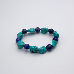 Natural Turquoise Crystal and Lapis Lazuli Crystal Bracelet for Women, Turquoise/Blue