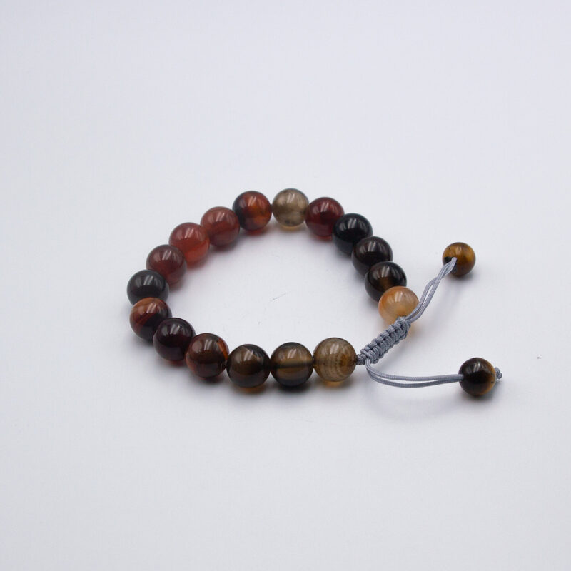 10mm Natural Botswana Agate Crystal Bracelet with Threads for Women, Brown