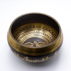 Himalayan Hand Painted Pattern Singing Bowl With Traditional Wooden Striker, 2 Piece, Multicolour