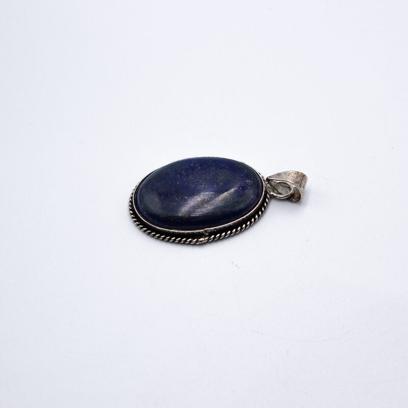 Natural Lapis Lazuli Crystal Locket (Oval shaped) Unisex, 3cm, Black