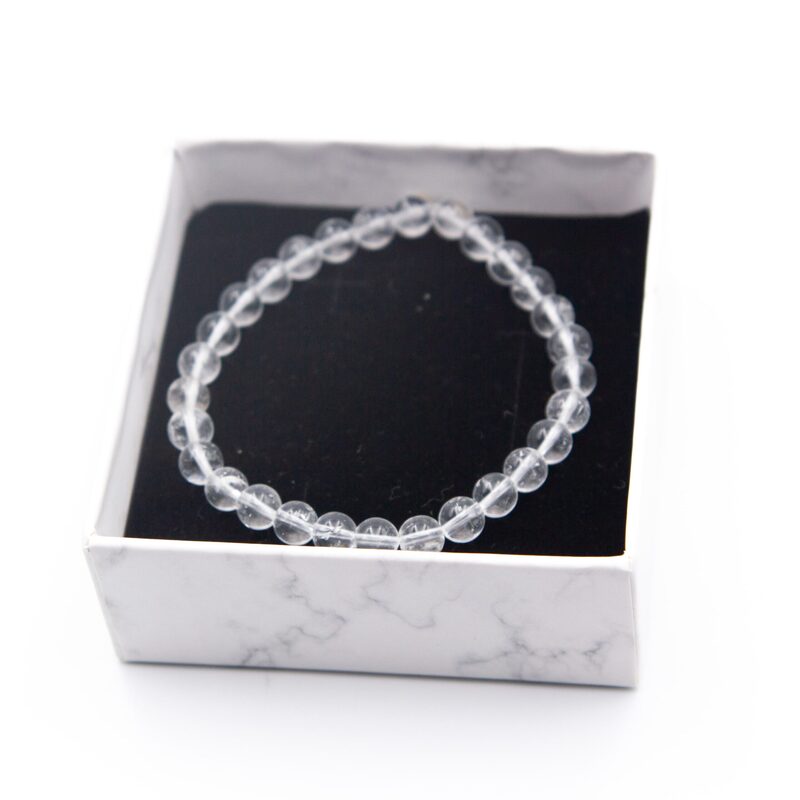 6mm Natural Clear Quartz Crystal Bracelets for Women, Clear