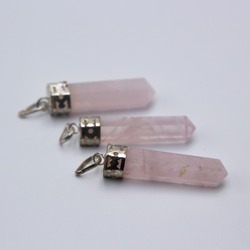 Natural Rose Quartz Crystals Point Pendant