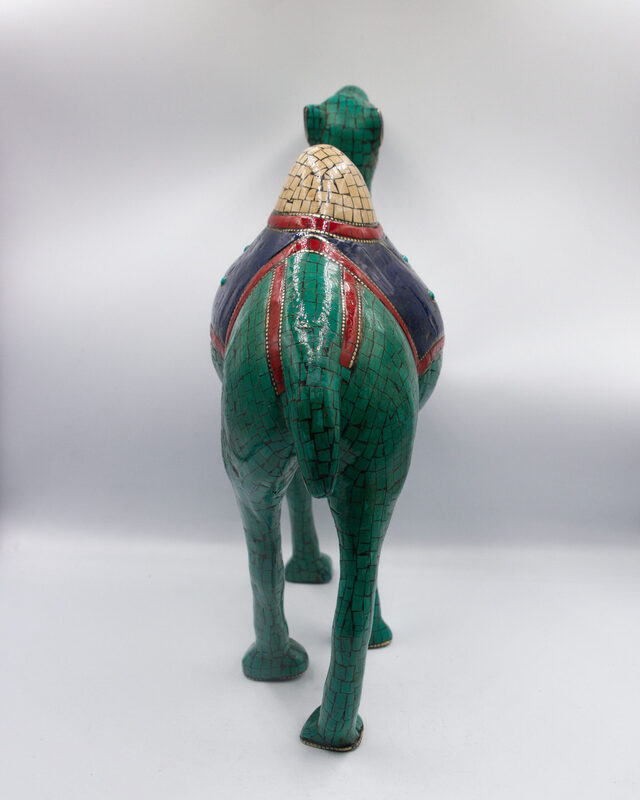 Hand Craved Bhatti Stone Large Antique Camel, Green