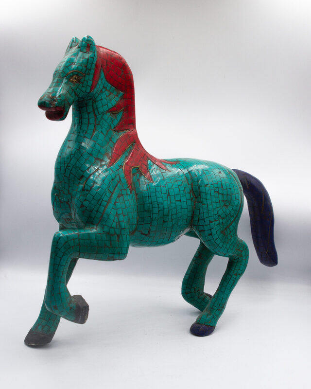 

Generic Antique Handicraft Horse Bhatti Stone, Green