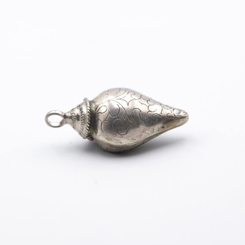 Antique 925 Sterling Silver Shell Conch Pendant 3D for Beach Sea Ocean Pendant Unisex, 6.6gm, Silver