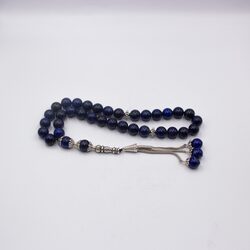 Natural Lapis Lazuli Crystal Tasbih Prayer Beads (10mm-33 Beads), Blue