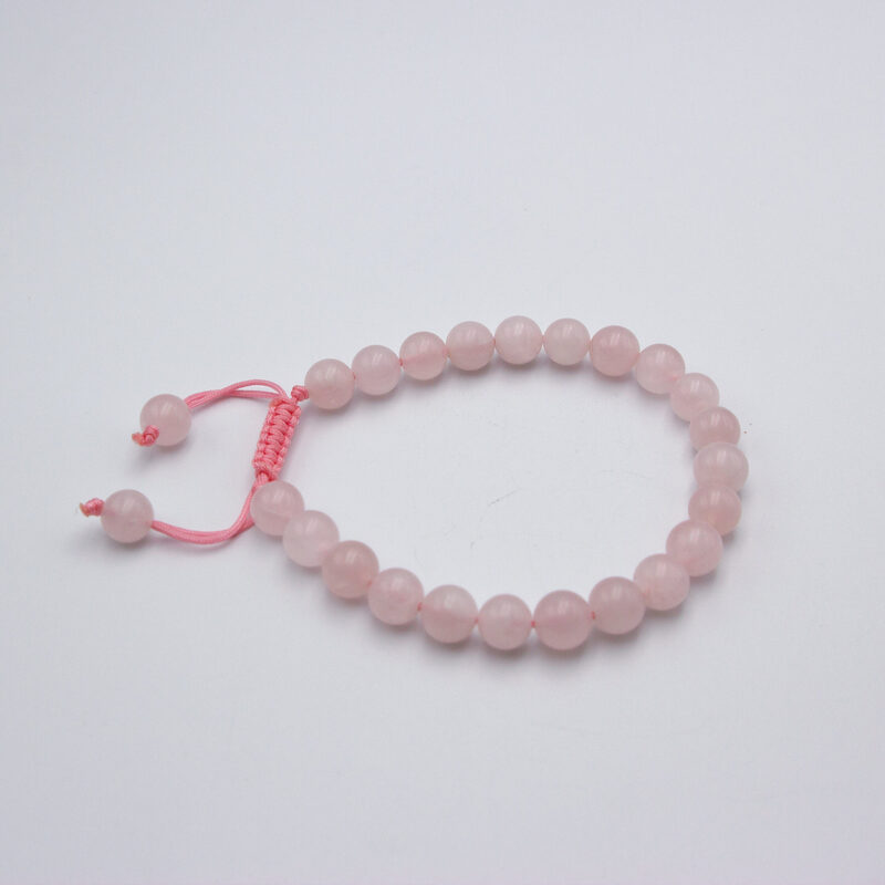 8mm Natural Rose Quartz Crystal Bracelet with Threads for Women, Pink