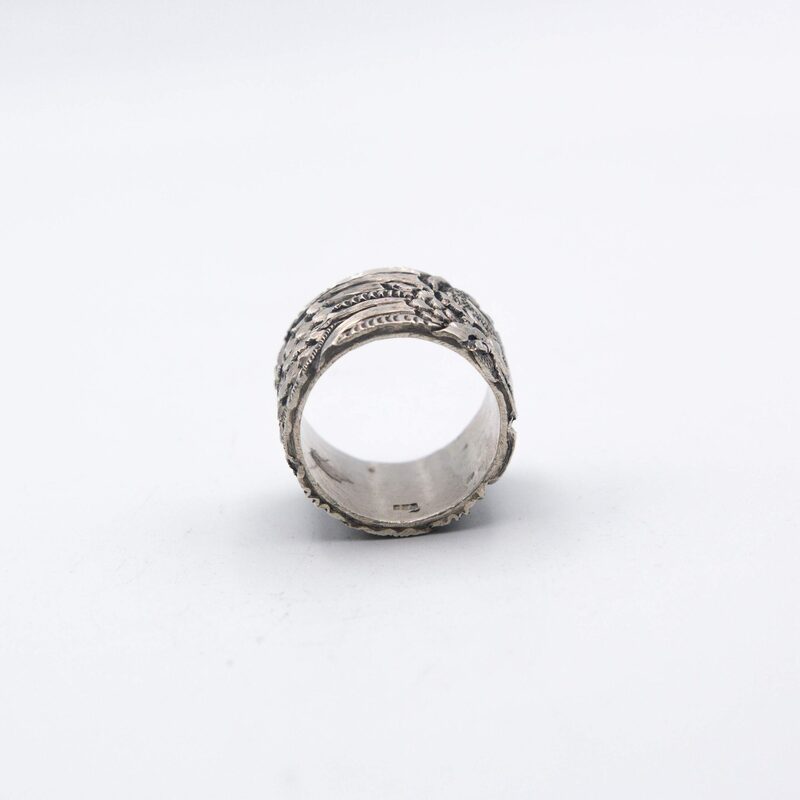 Antique Handcrafted 925 Sterling Silver Engraved Dragon Ring for Men, Silver