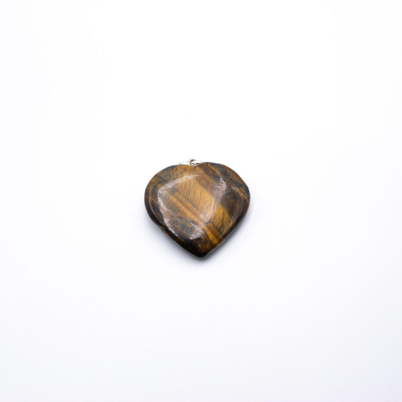 Tiger Eye Heart Shaped Crystal Locket Unisex, 3cm, Brown