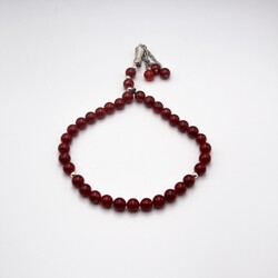 Natural Carnelian Crystal Tasbih Prayer Beads (8mm–33 Beads), Red