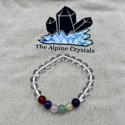 Seven Chakra beads with clear quartz bracelet