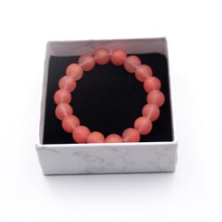 Subtle Elegance Matte Cherry Quartz 10mm Crystals Bracelet for Women, Red