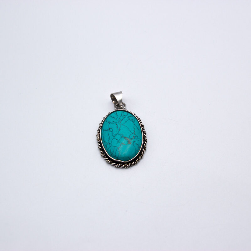 Natural Crystal Locket Necklace Unisex, 6.6gm, Turquoise