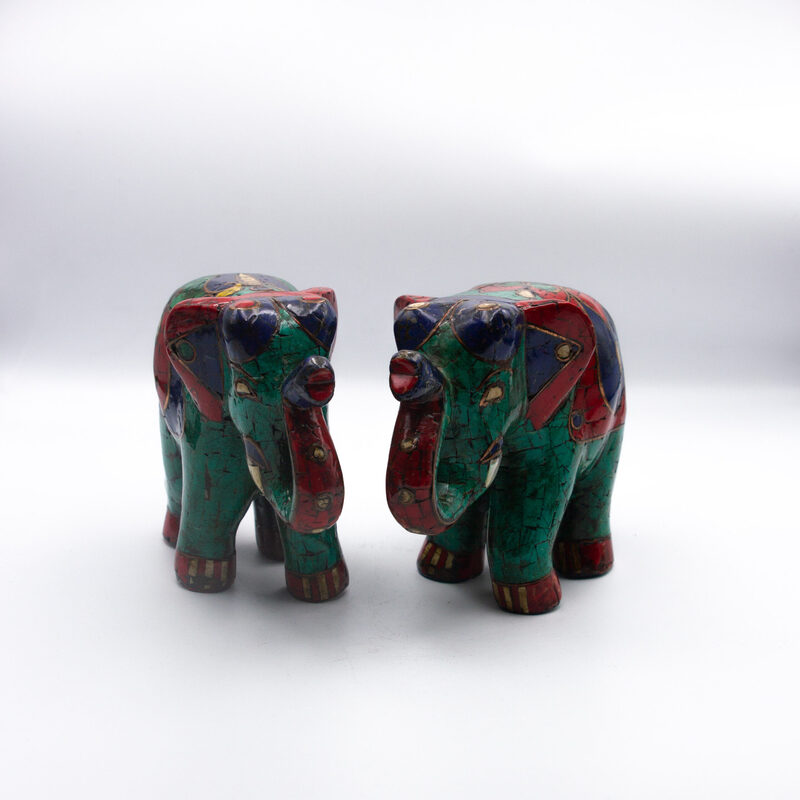 Handmade Antique Stones Elephant, Green