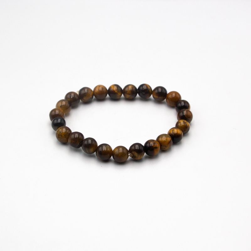 8mm Natural Tiger Eye Crystal Bracelet for Women, Brown