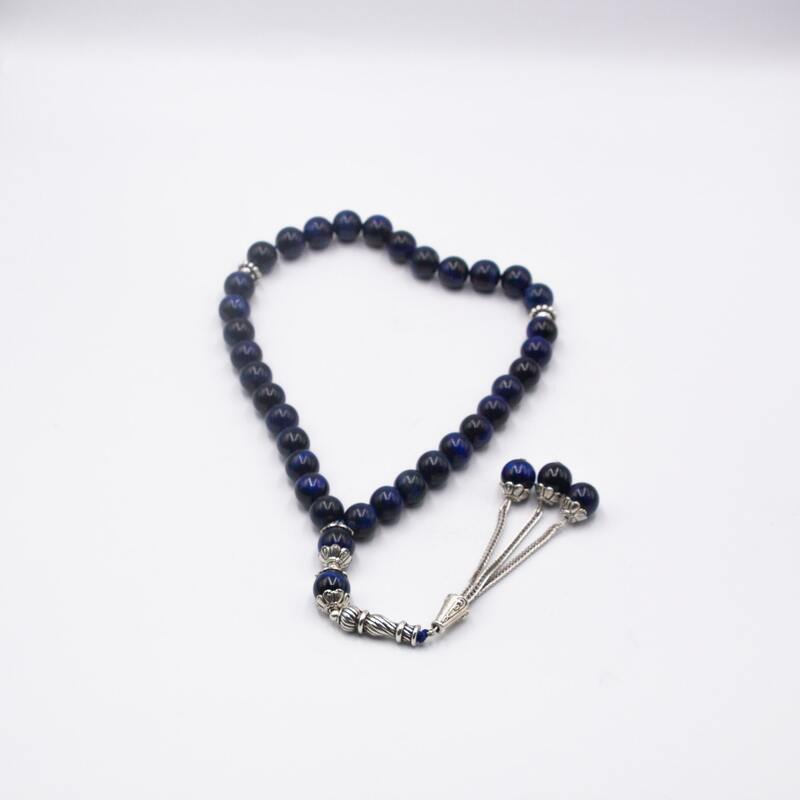 

Generic Natural Tiger Eye Crystal Tasbih Prayer Beads (10mm-33 Beads), Blue