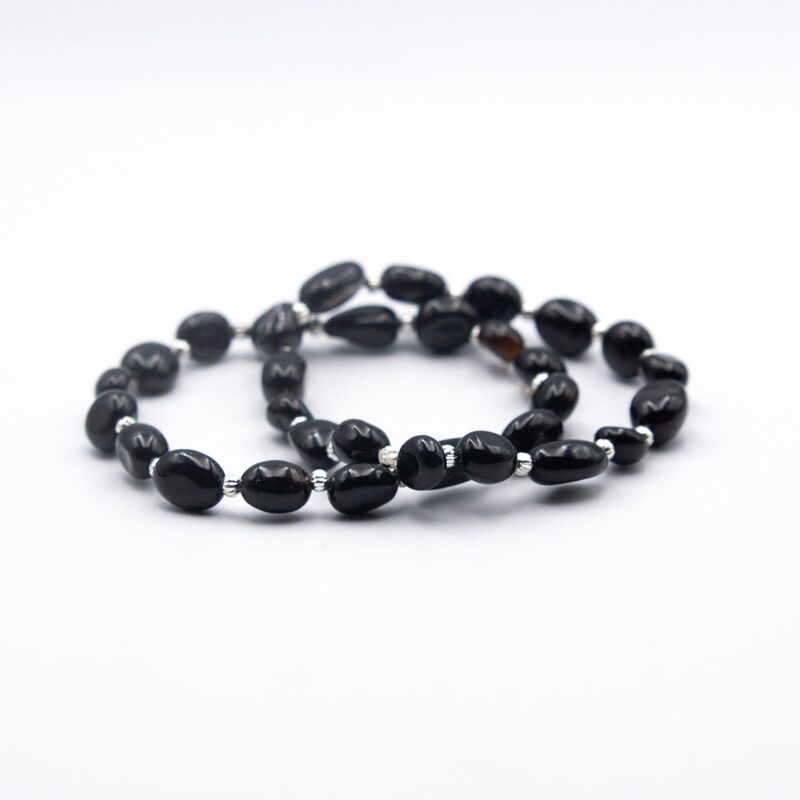 The Timeless Beauty of Pearl Shapes Black Obsidian Crystal Bracelets for Women, Black