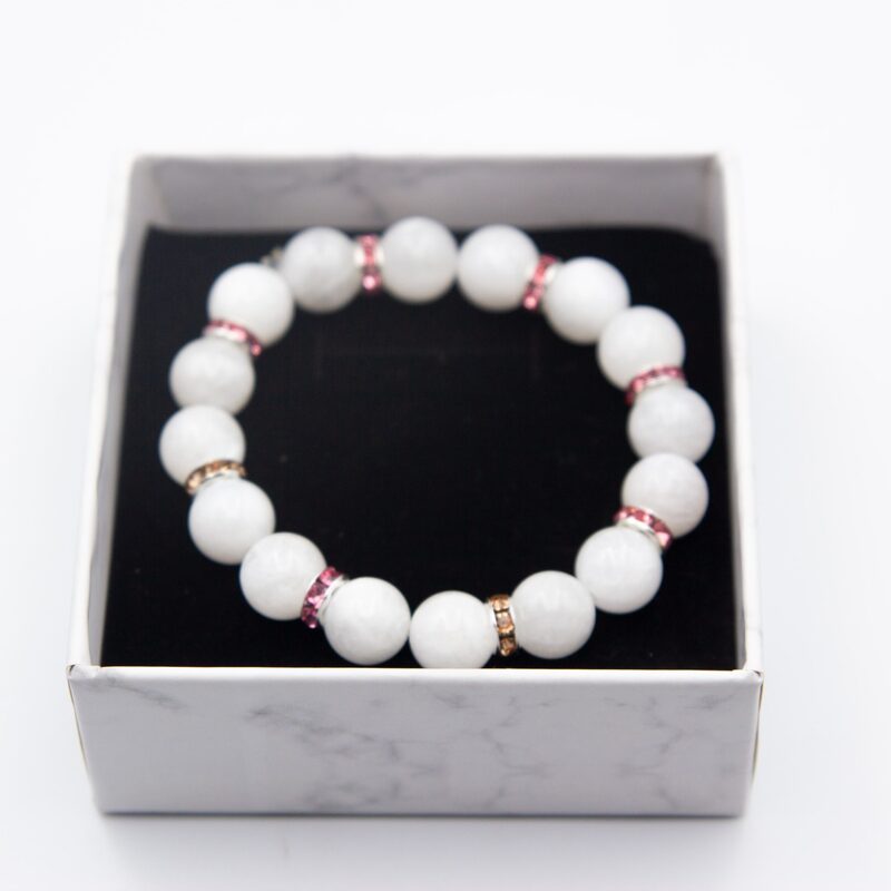 10mm Moonstone Crystal Bracelet for Women, White