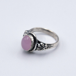 Natural Rose Quartz Crystal Ring with Pure Silver Linings Unisex, Purple/Silver