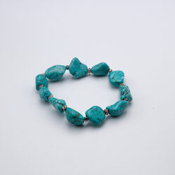 12mm Natural Turquoise Stone Crystal Bracelet for Women, Turquoise Blue