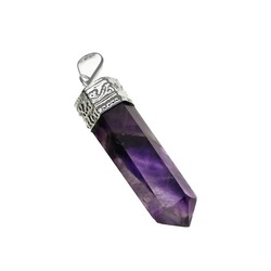 Natural Amethyst Crystal Pendant - Gemstone Crown Chakra Pendant Point