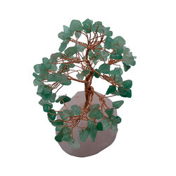 Natural Aventurine Crystal & Rose Quartz Crystal Tree, Multicolour