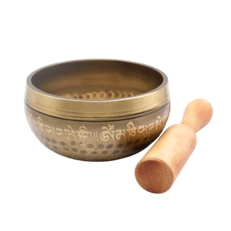 

Generic Authentic Himalayan Handcrafted Eyes of Buddha Singing Bowl Single Set with Traditional Wooden Striker, Gold