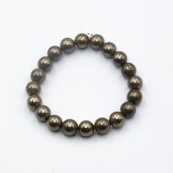 10mm Elegant and Energizing Pyrite Natural Stone Bracelet Beads for Women, Gold