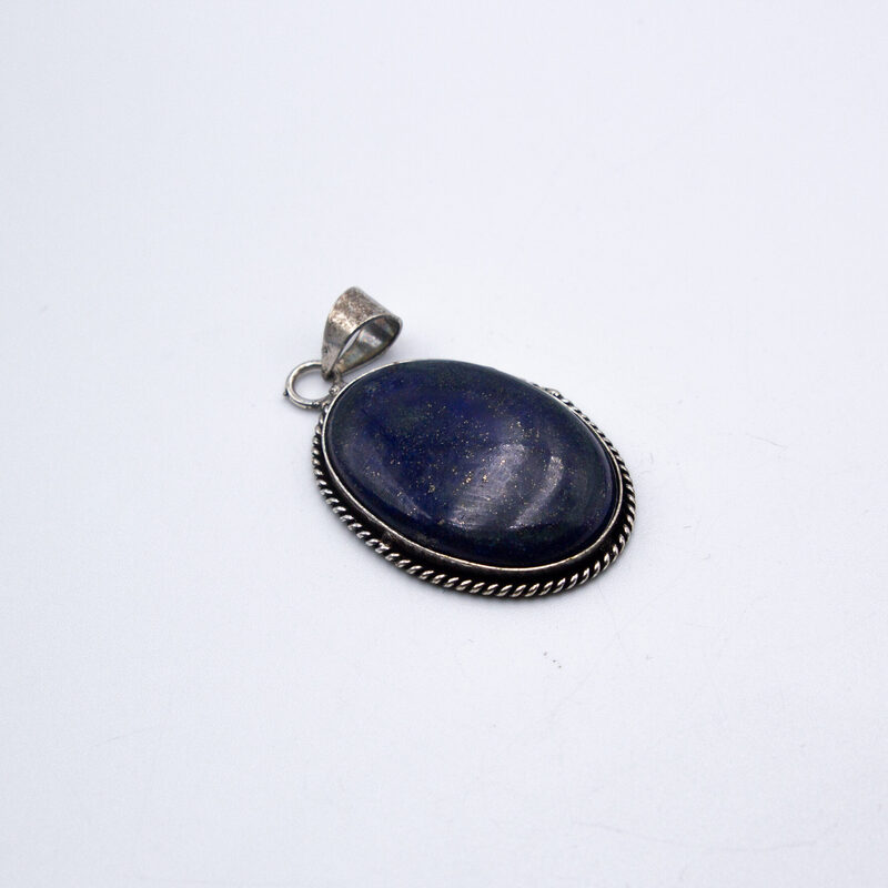 Natural Lapis Lazuli Crystal Locket (Oval shaped) Unisex, 3cm, Black