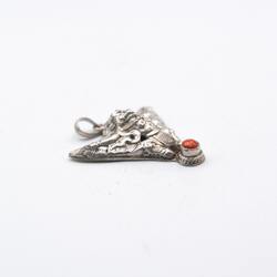 Antique Rare 925 Sterling Silver Garuda & Coral Pendant Unisex, 6.4gm, Silver