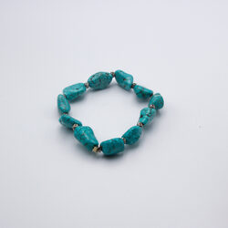 12mm Natural Turquoise Stone Crystal Bracelet for Women, Turquoise Blue