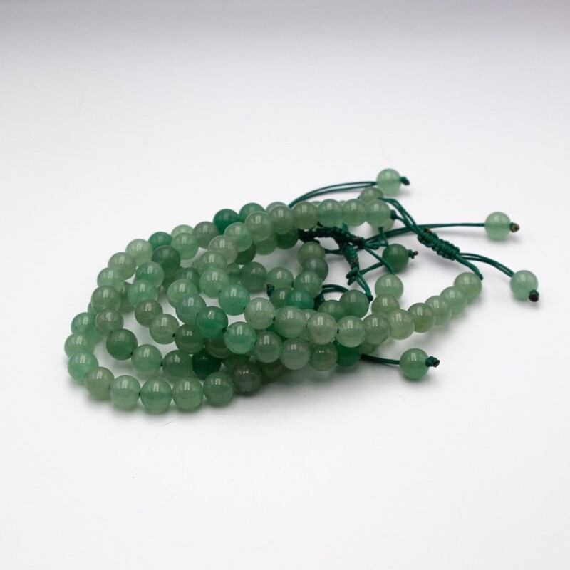 8mm Natural Green Aventurine Crystal Bracelet with Threads for Women, Green