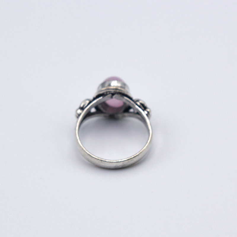 Natural Rose Quartz Crystal Ring with Pure Silver Linings Unisex, Purple/Silver