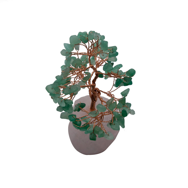 Natural Aventurine Crystal & Rose Quartz Crystal Tree, Multicolour