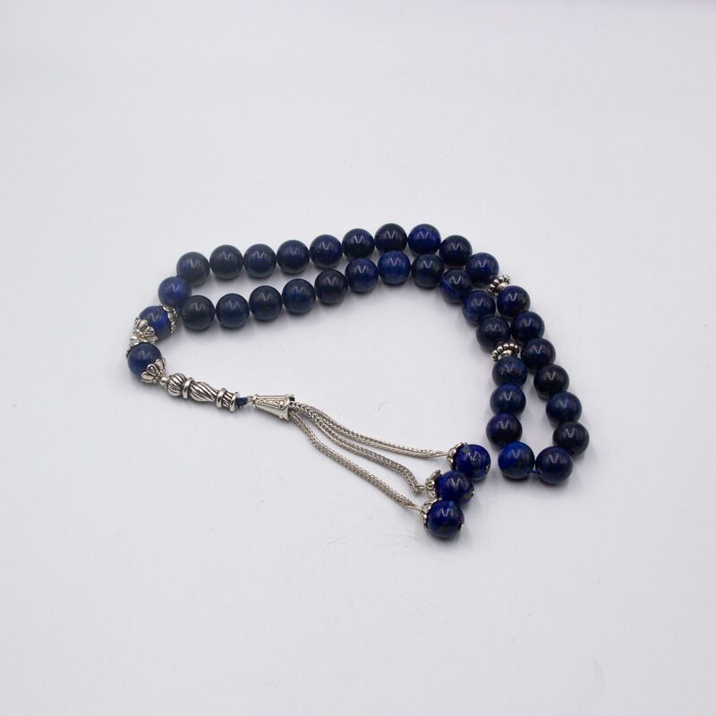 Natural Lapis Lazuli Crystal Tasbih Prayer Beads (10mm-33 Beads), Blue