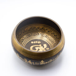 Himalayan Hand Painted Pattern Singing Bowl With Traditional Wooden Striker, 2 Piece, Multicolour