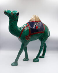 Hand Craved Bhatti Stone Large Antique Camel, Green