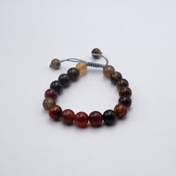 10mm Natural Botswana Agate Crystal Bracelet with Threads for Women, Brown