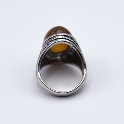 Agate Crystal Natural Ring with Italian Silver Linings Unisex, Silver/Brown